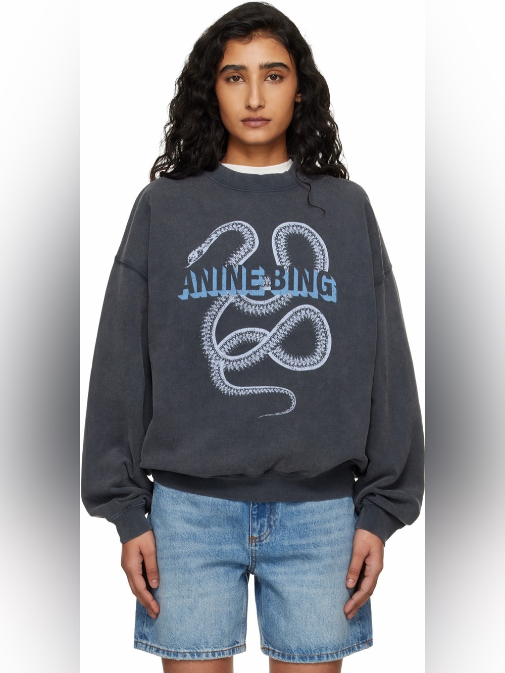 NWT ANINE BING Harvey Snake Crewneck Sweatshirt - size medium